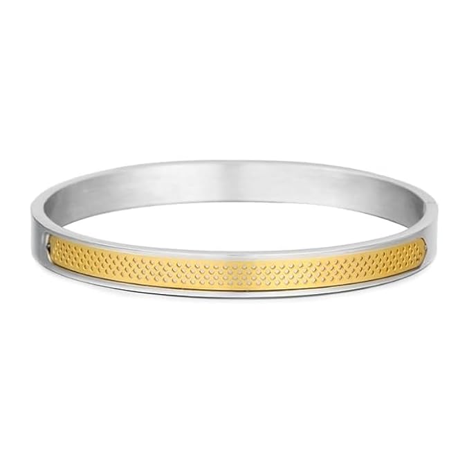 Buy KRYSTALZ Luxury Oval Stainless Steel Hollow Bangle Titanium